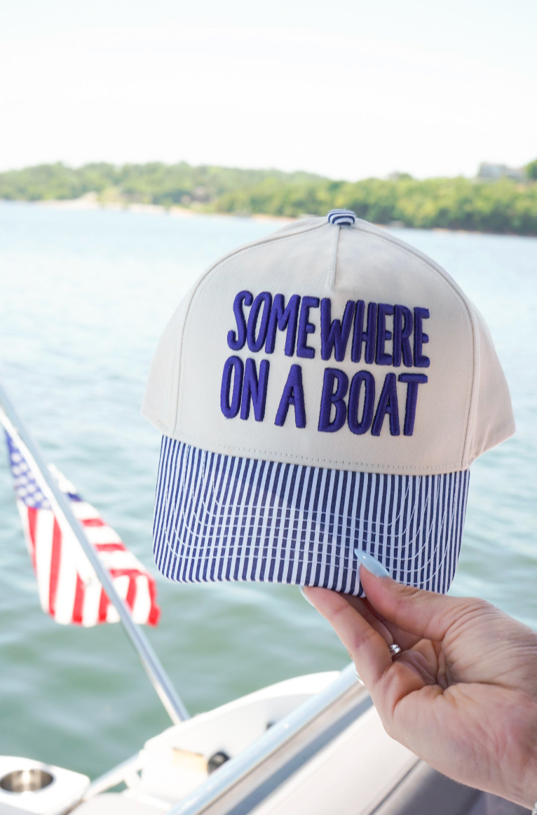 Somewhere On A Boat Nautical Hat