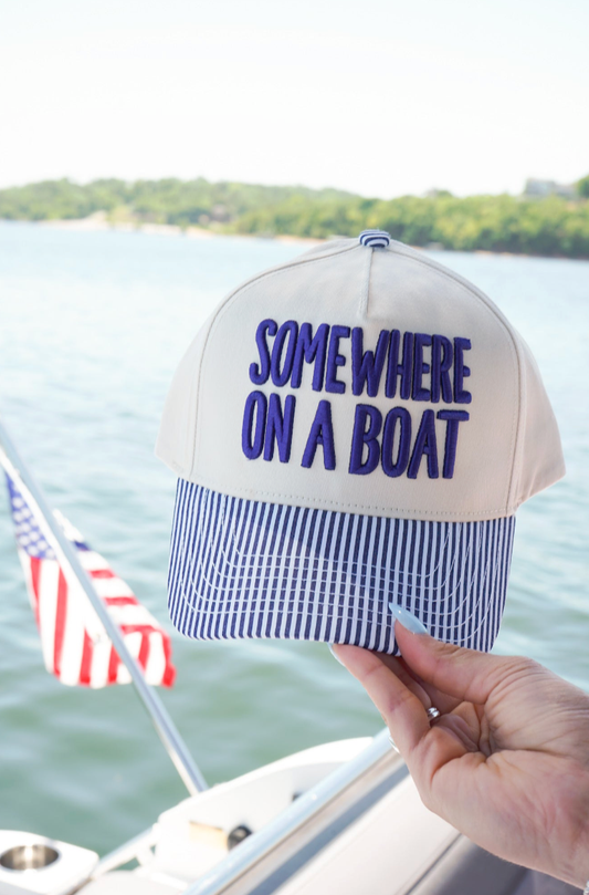 Somewhere On A Boat Nautical Hat