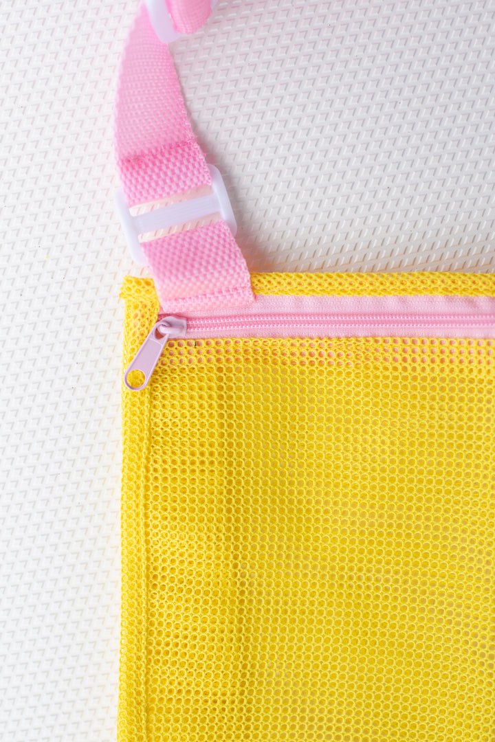 Yellow Pink Sea Shell Mesh Bags