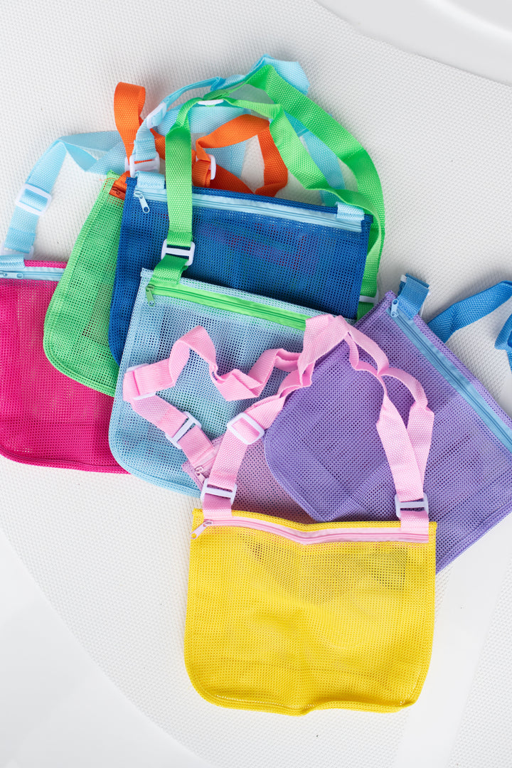 Blue Green Sea Shell Mesh Bags